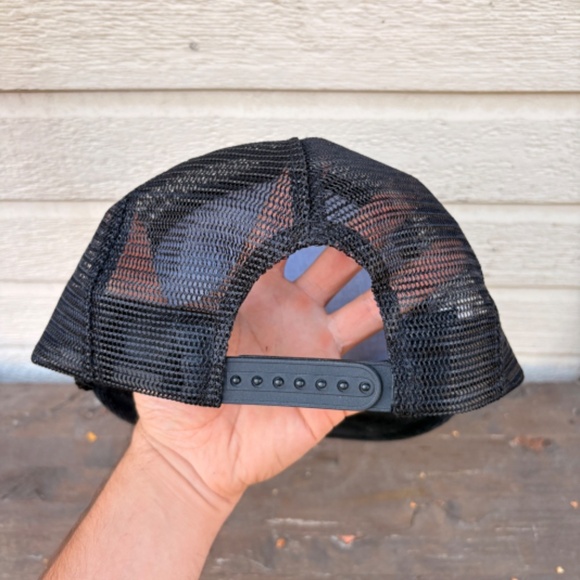 vintage EAST GORHAM corduroy firefighter trucker hat snapback mesh black red - Picture 4 of 5